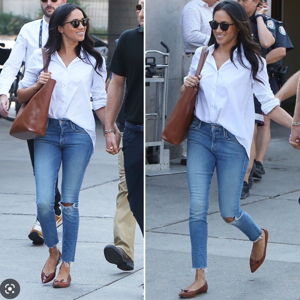 Mother Looker Ankle Fray Love Gun Distressed Meghan Markle Stretchy Jeans 26